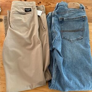Abercrombie & Fitch Kids Slim Tan and Blue Bottoms